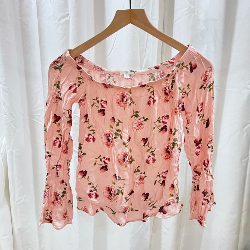 BP Soft Pink Floral 100% Rayon Chiffon Top Dress